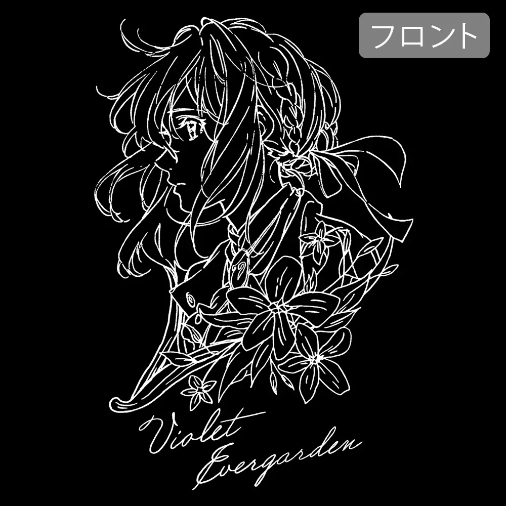 ヴァイオレット イラストアート ロングスリーブTシャツ/BLACK-XL 画像 2 | AniSmile