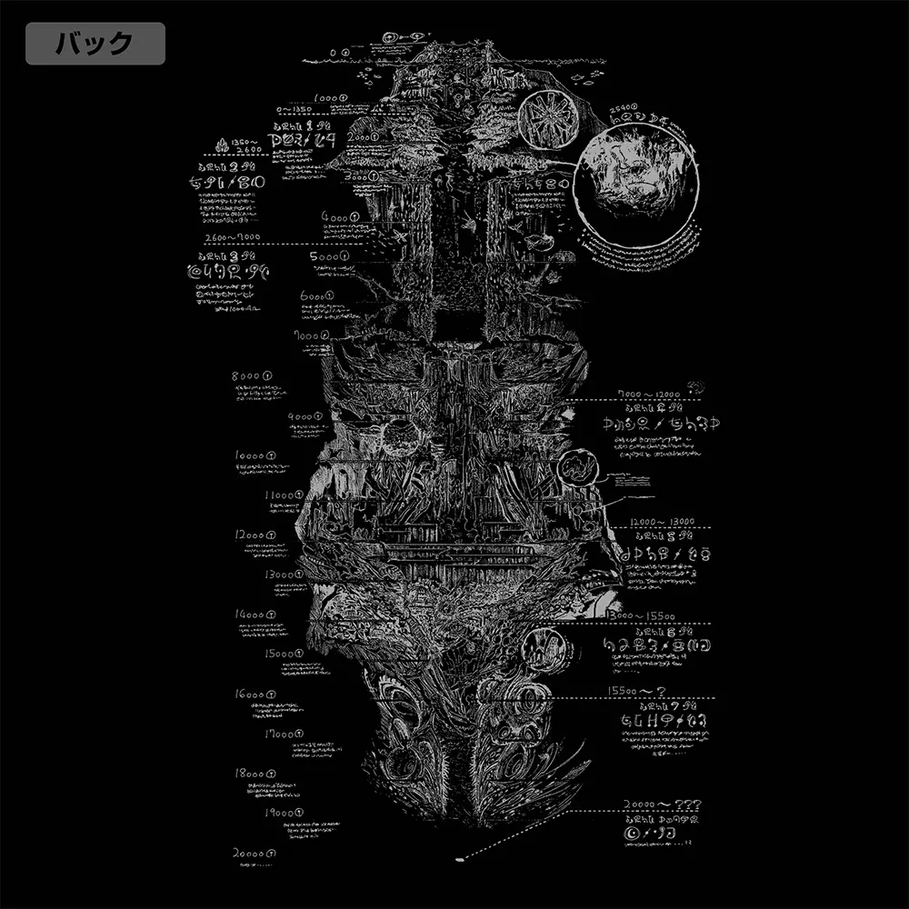 メイドインアビス 烈日の黄金郷 アビス地図 袖リブロングスリーブTシャツ/BLACK-M Image 3 | AniSmile