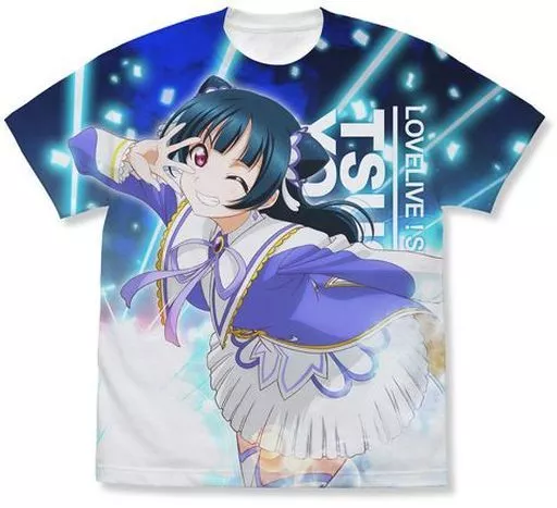 津島善子 フルグラフィックTシャツ Over the Rainbow Ver./WHITE-M - 公式商品画像 | AniSmile