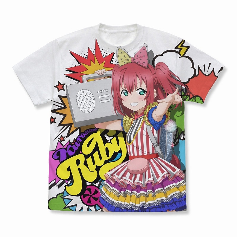 ラブライブ!サンシャイン!! 描き下ろし 黒澤ルビィ フルグラフィックTシャツ ソロコンサートver./WHITE-S - 公式商品画像 | AniSmile