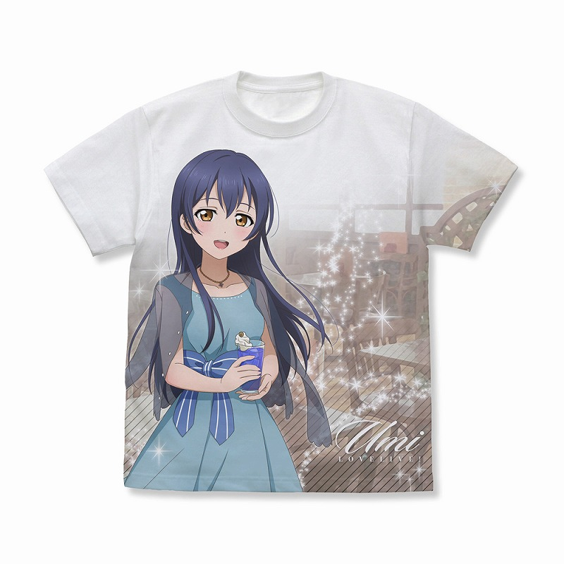 ラブライブ! 描き下ろし 園田 海未 フルグラフィックTシャツ パーティードレス Ver./WHITE-S - 公式商品画像 | AniSmile