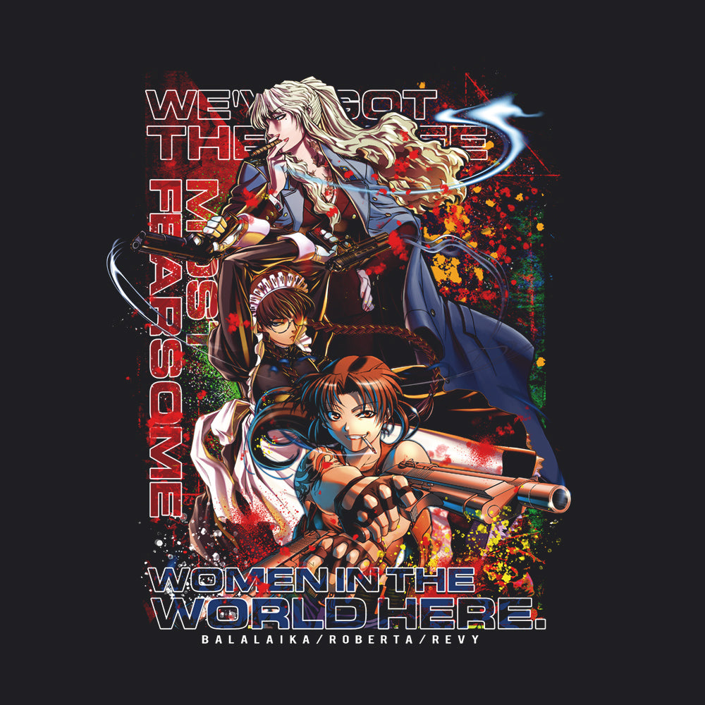 ブラック・ラグーン 地球で一番おっかない女の上位三人のフルカラーTシャツ/BLACK-S 画像 2 | AniSmile