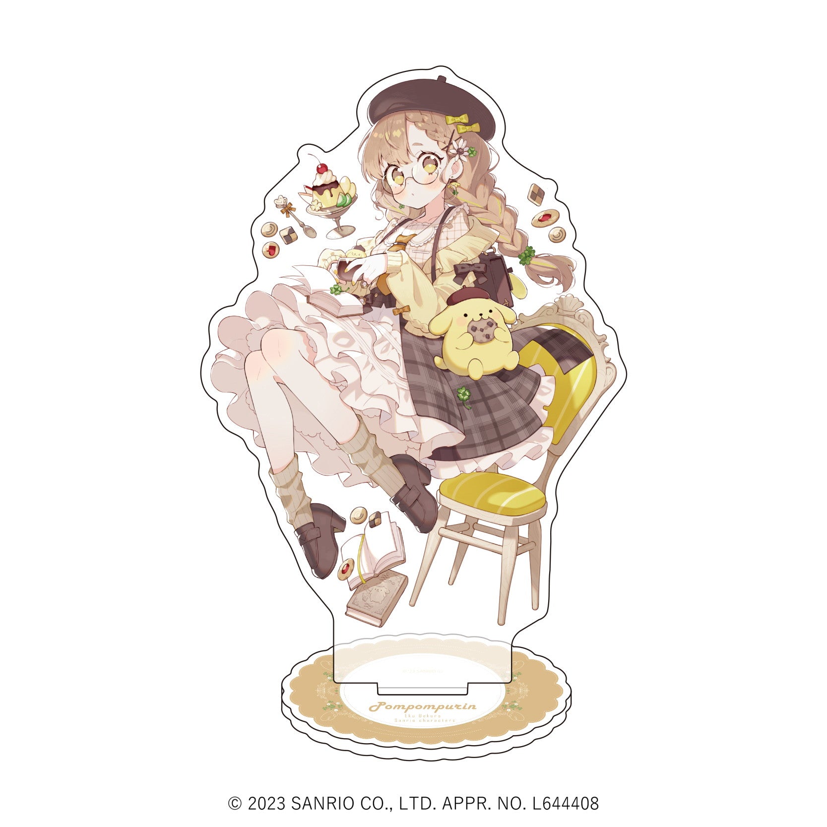 キャラアクリルフィギュア「上倉エク×サンリオキャラクターズ」03/ポムポムプリン(描き下ろしイラスト) - 公式商品画像 | AniSmile