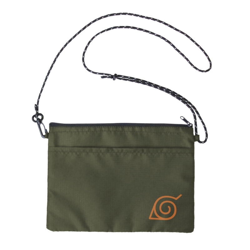 NARUTO-ナルト- 疾風伝 木ノ葉隠れの里 テントクロスサコッシュ/OLIVE - 公式商品画像 | AniSmile