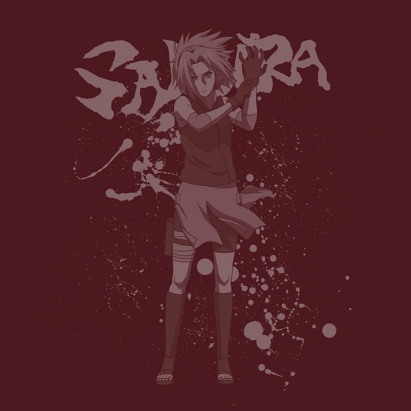 NARUTO-ナルト- 疾風伝 春野サクラ Tシャツ/BURGUNDY-M 画像 2 | AniSmile