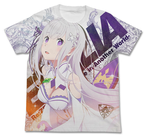 Re:ゼロから始める異世界生活 エミリア フルグラフィックTシャツ/WHITE-S - 公式商品画像 | AniSmile
