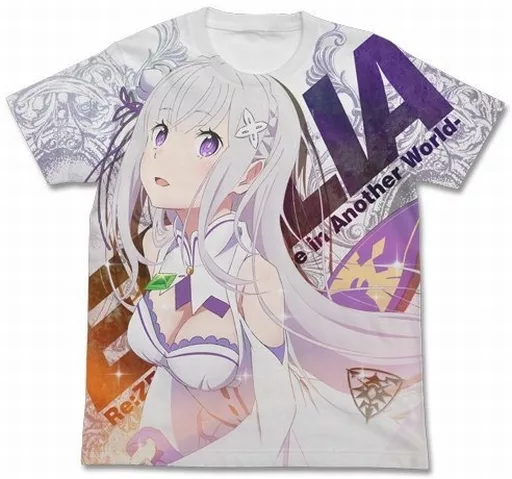 Re:ゼロから始める異世界生活 エミリア フルグラフィックTシャツ/WHITE-XL - 公式商品画像 | AniSmile