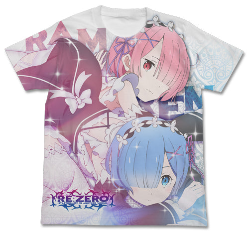 Re:ゼロから始める異世界生活 ラム&レム フルグラフィックTシャツ/WHITE-S - 公式商品画像 | AniSmile