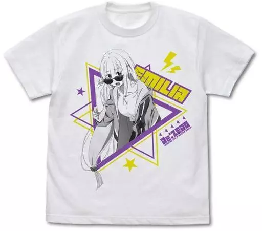 Re:ゼロから始める異世界生活 エミリア Tシャツ ストリートファッションVer./WHITE-M - 公式商品画像 | AniSmile