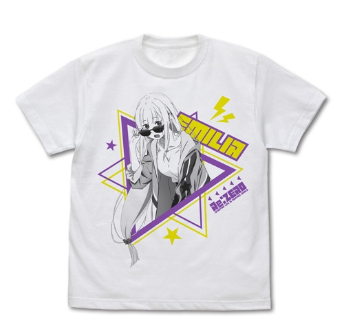 Re:ゼロから始める異世界生活 エミリア Tシャツ ストリートファッションVer./WHITE-XL - 公式商品画像 | AniSmile