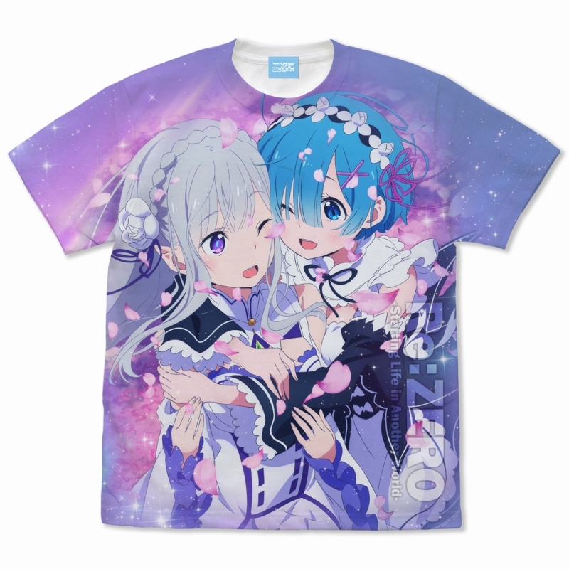 Re:ゼロから始める異世界生活 エミリア&レム フルグラフィックTシャツ/WHITE-S - 公式商品画像 | AniSmile