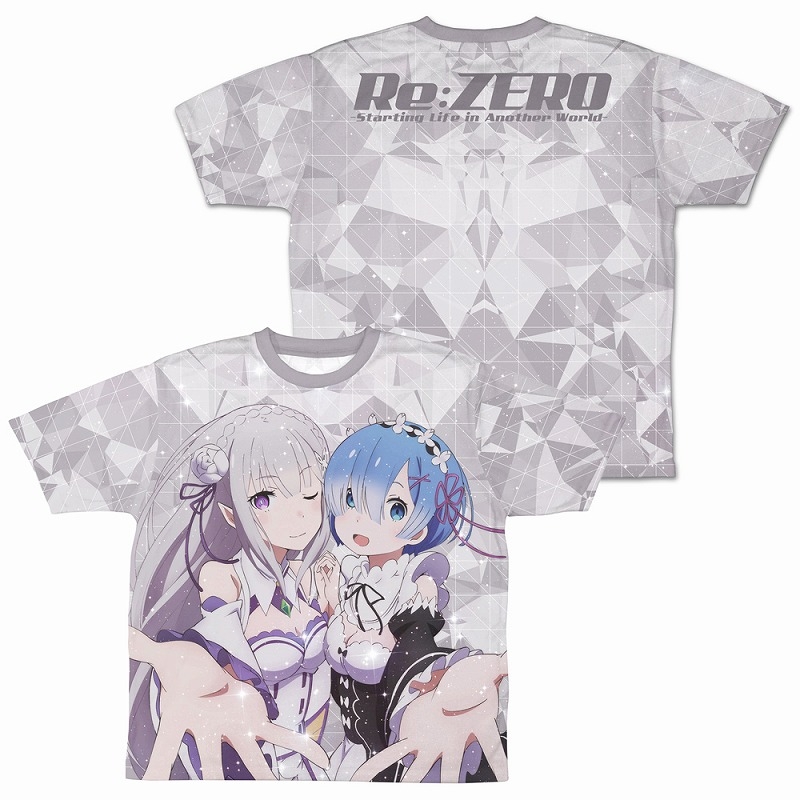 Re:ゼロから始める異世界生活 エミリア&レム 両面フルグラフィックTシャツ/XL - 公式商品画像 | AniSmile