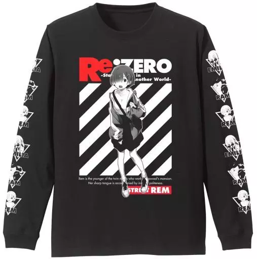Re:ゼロから始める異世界生活 レム 袖リブロングスリーブTシャツ ストリートファッションVer./BLACK-L - 公式商品画像 | AniSmile