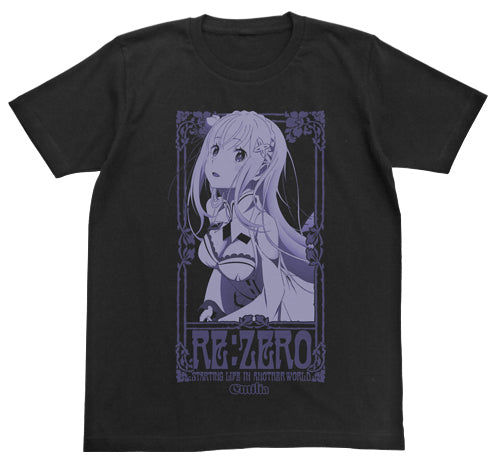 Re:ゼロから始める異世界生活 エミリアTシャツ/BLACK-S - 公式商品画像 | AniSmile