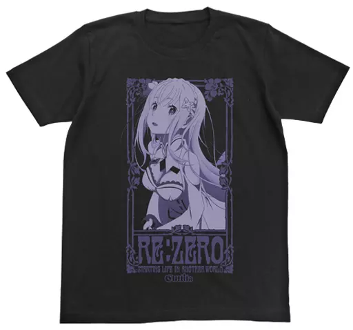 Re:ゼロから始める異世界生活 エミリアTシャツ/BLACK-M - 公式商品画像 | AniSmile