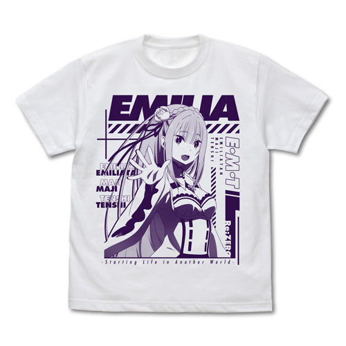 Re:ゼロから始める異世界生活※アニメ1期 エミリア Tシャツ Ver.2.0/WHITE-S - 公式商品画像 | AniSmile