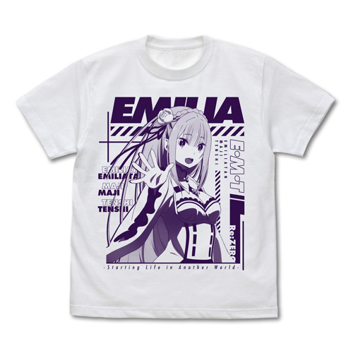 Re:ゼロから始める異世界生活※アニメ1期 エミリア Tシャツ Ver.2.0/WHITE-XL - 公式商品画像 | AniSmile