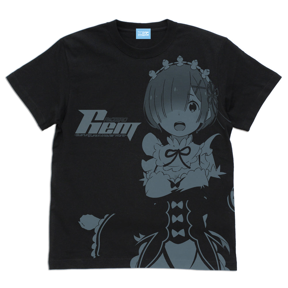 Re:ゼロから始める異世界生活 レム オールプリントTシャツ/BLACK-S - 公式商品画像 | AniSmile