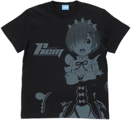 Re:ゼロから始める異世界生活 レム オールプリントTシャツ/BLACK-XL - 公式商品画像 | AniSmile