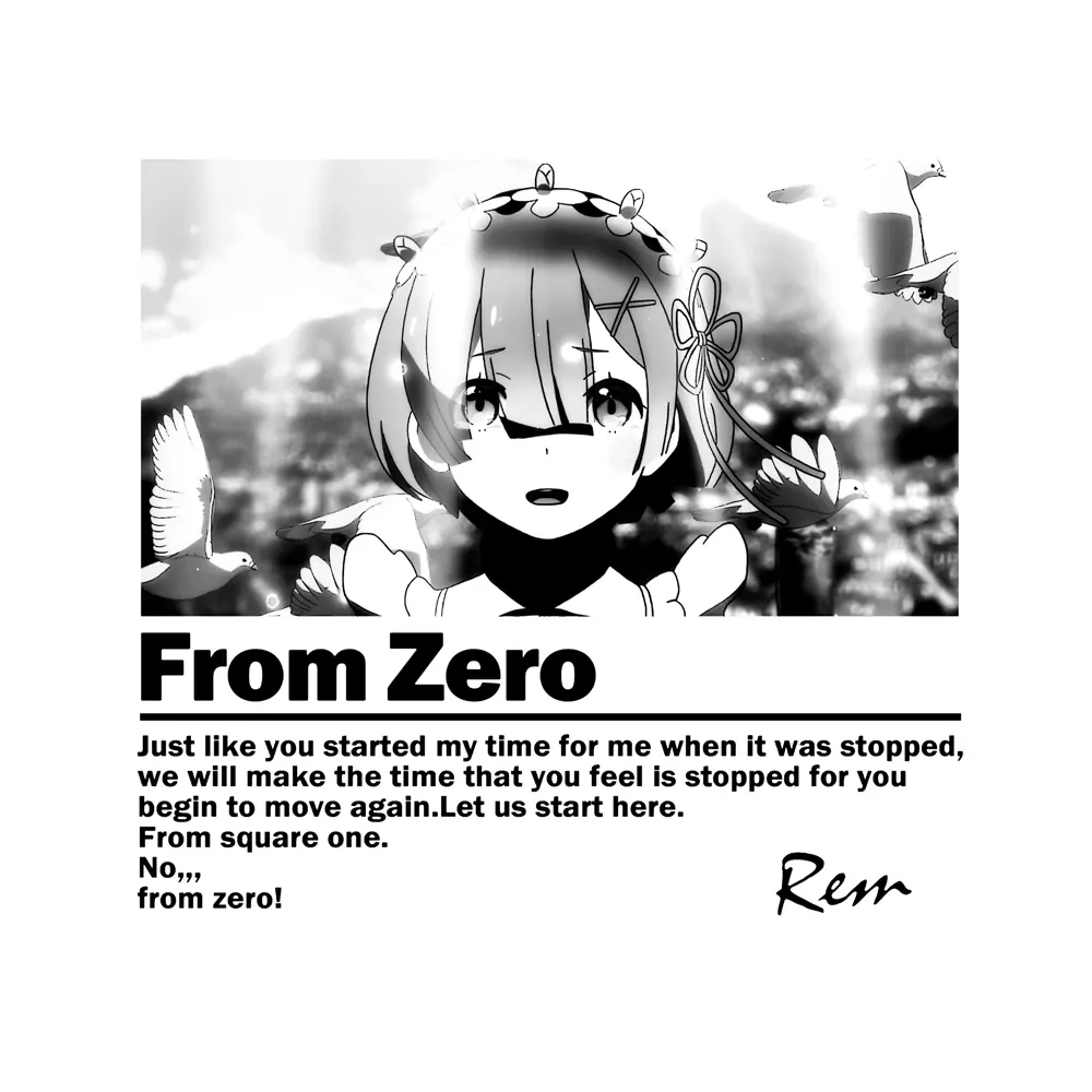 Re:ゼロから始める異世界生活 ゼロから グラフィック Tシャツ/WHITE-L 画像 2 | AniSmile
