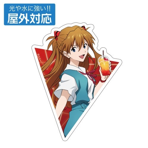 EVANGELION 描き下ろし 式波・アスカ・ラングレー 屋外対応ステッカー 制服Ver. - AniSmile
