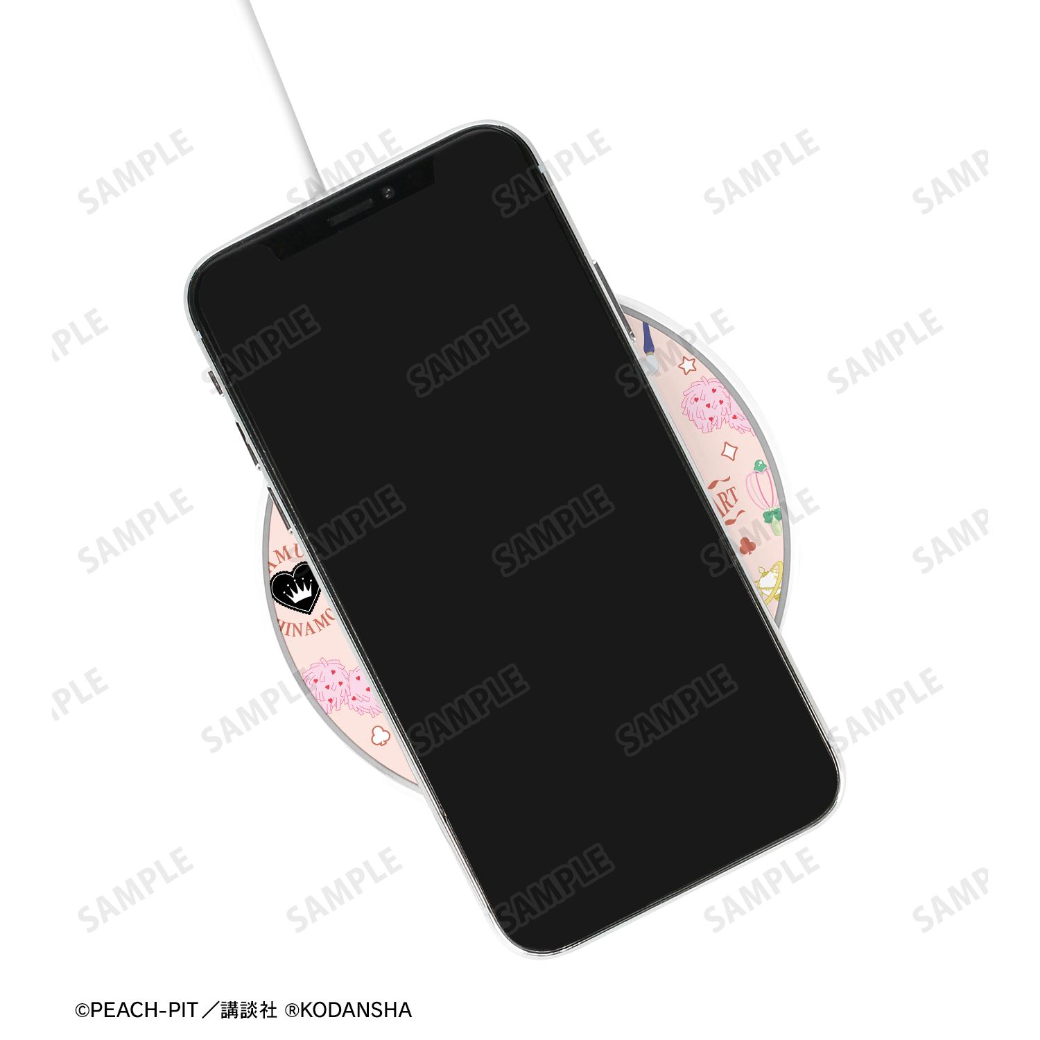 『しゅごキャラ!』 モチーフ柄 サークル型Qi対応充電器 ピンク 画像 4 | AniSmile