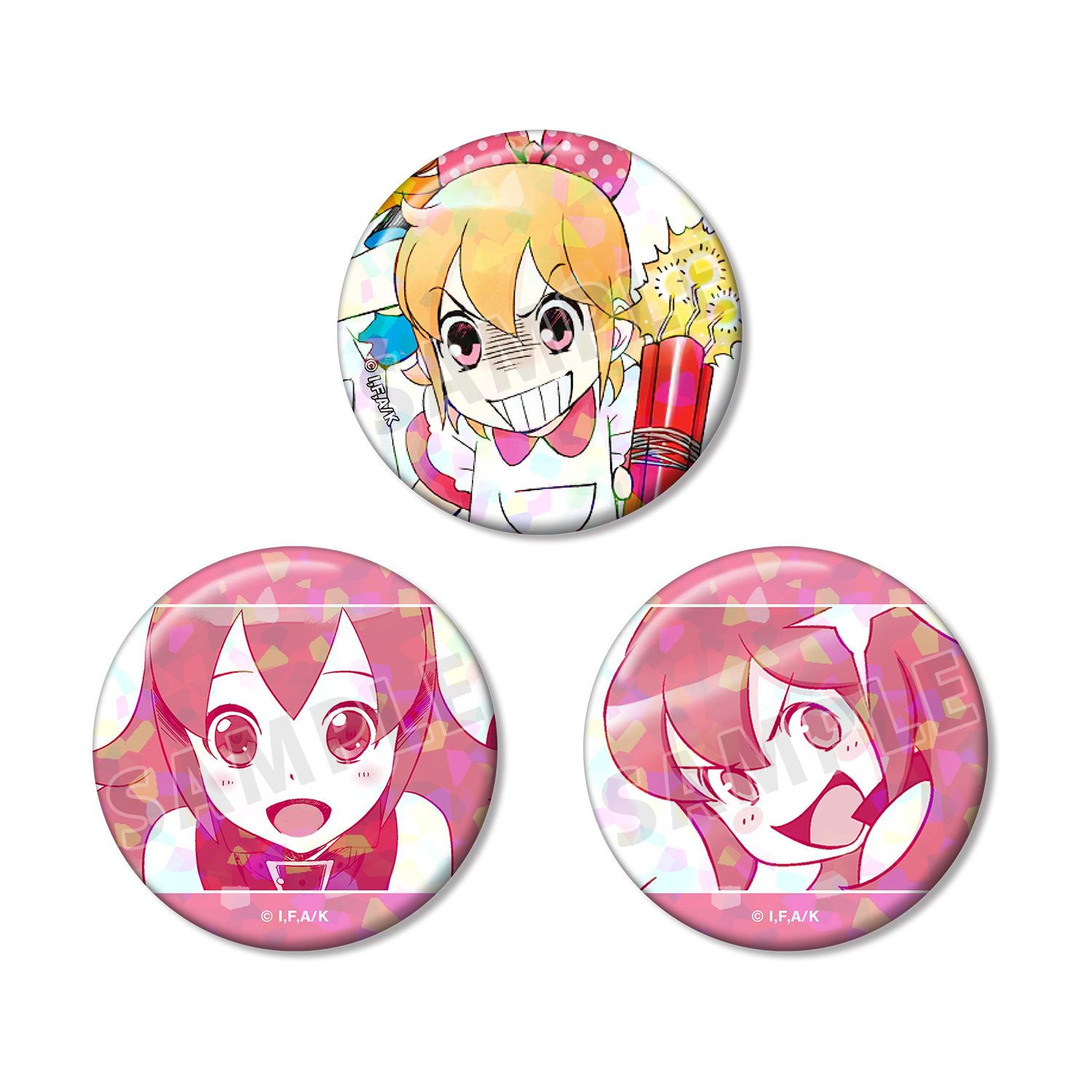 黒魔女さんが通る!! 桃花・ブロッサム ホログラム缶バッジ3個セット - 公式商品画像 | AniSmile
