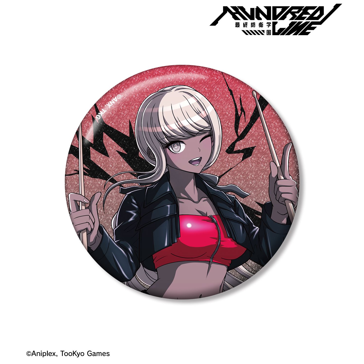 HUNDRED LINE -最終防衛学園- 描き下ろし 川奈つばさ ロックバンドver. 75mmグリッター缶バッジ 画像 3 | AniSmile