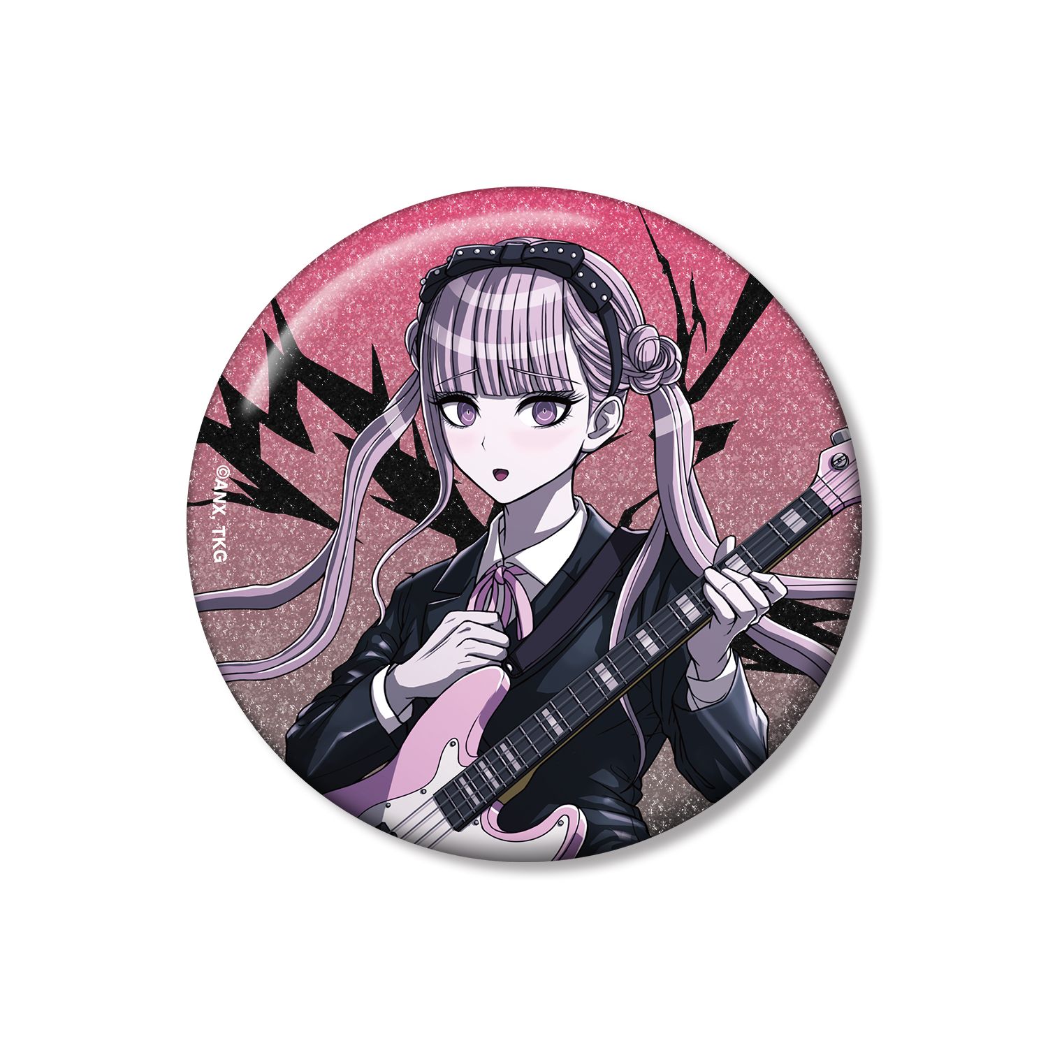 HUNDRED LINE -最終防衛学園- 描き下ろし 九十九過子 ロックバンドver. 75mmグリッター缶バッジ - 公式商品画像 | AniSmile