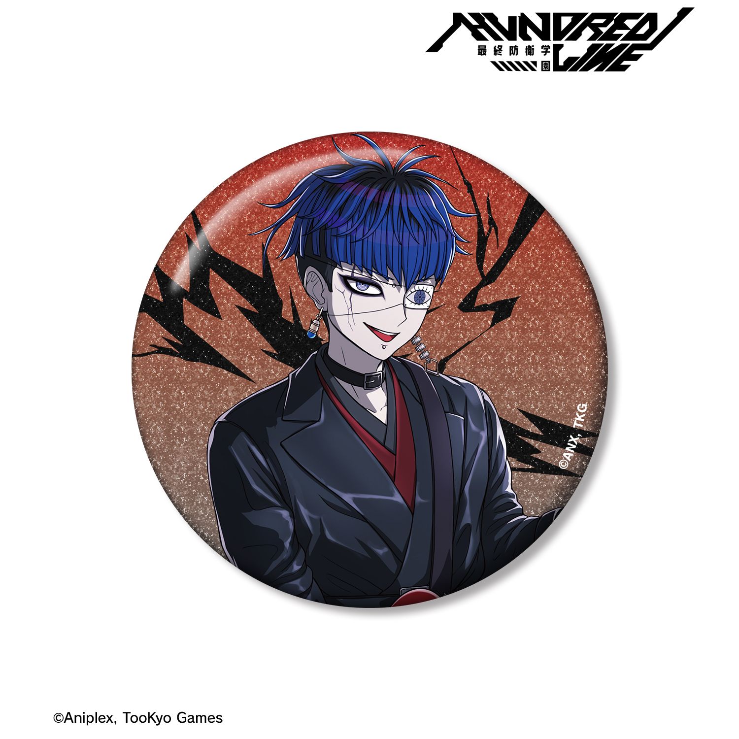 HUNDRED LINE -最終防衛学園- 描き下ろし 面影歪 ロックバンドver. 75mmグリッター缶バッジ 画像 2 | AniSmile