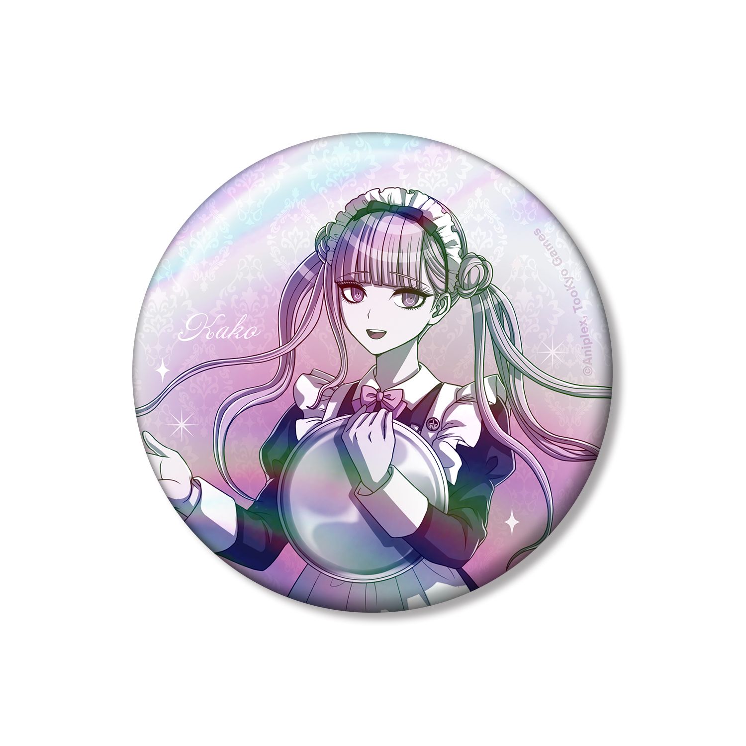 HUNDRED LINE -最終防衛学園- 描き下ろし 九十九過子 メイドver. 75mmオーロラ缶バッジ - 公式商品画像 | AniSmile