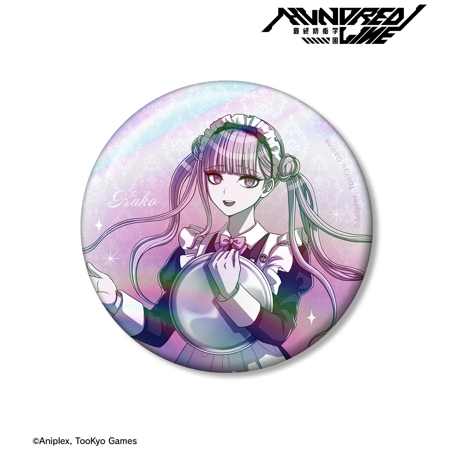 HUNDRED LINE -最終防衛学園- 描き下ろし 九十九過子 メイドver. 75mmオーロラ缶バッジ 画像 2 | AniSmile