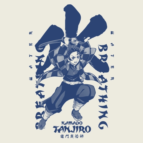 鬼滅の刃 無限列車編 水の呼吸 竈門炭治郎 Tシャツ/VANILLA WHITE-L 画像 3 | AniSmile