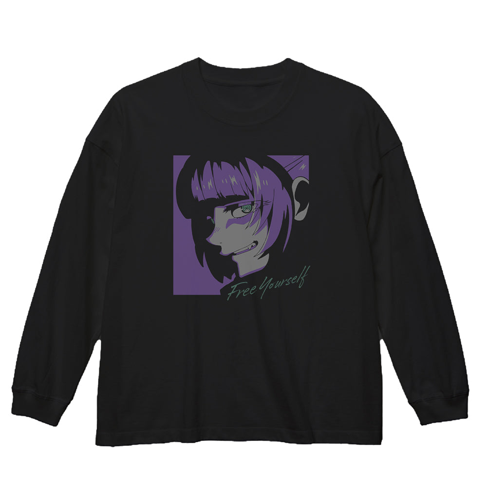 よふかしのうた ナズナ ビッグシルエットロングスリーブ Tシャツ/BLACK-L - 公式商品画像 | AniSmile