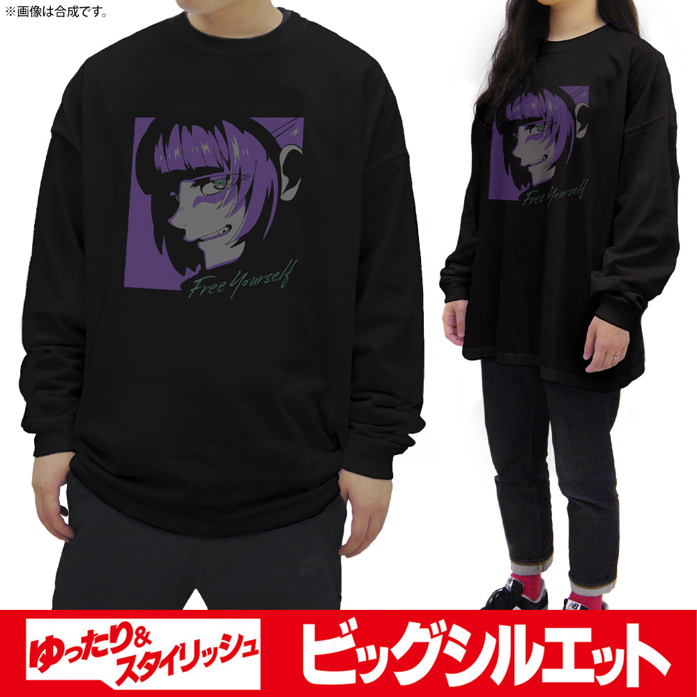 よふかしのうた ナズナ ビッグシルエットロングスリーブ Tシャツ/BLACK-L 画像 2 | AniSmile
