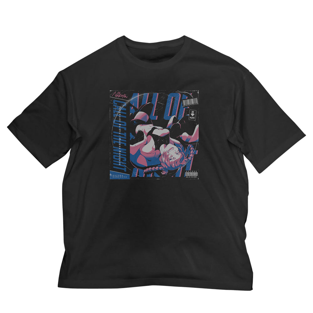 よふかしのうた ナズナ レコードジャケット ビッグシルエットTシャツ/BLACK-L - 公式商品画像 | AniSmile