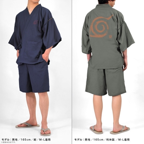 NARUTO-ナルト- 疾風伝 木ノ葉 甚平/利休鼠-中(M~L) 画像 3 | AniSmile