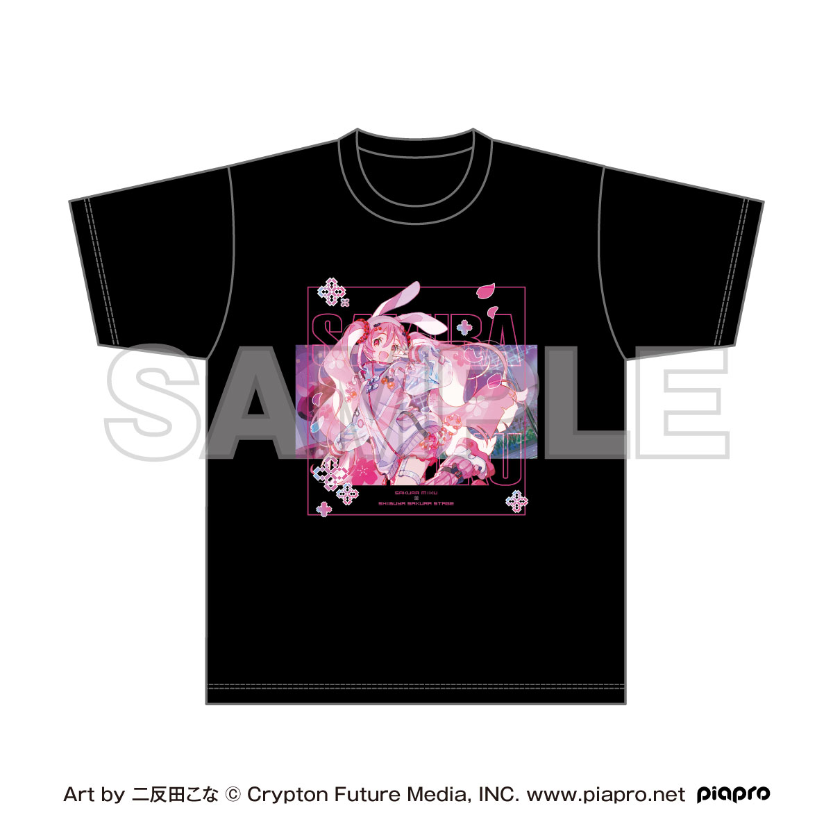 桜ミク×Shibuya Sakura Stage フルカラーTシャツ Art by 二反田こな - 公式商品画像 | AniSmile