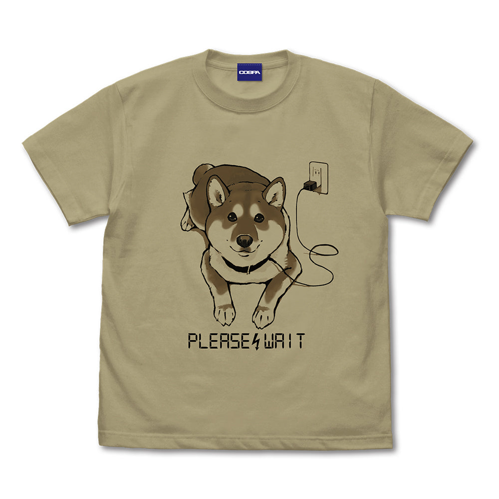 世界の終わりに柴犬と 只今充電中 Tシャツ/SAND KHAKI-S - 公式商品画像 | AniSmile