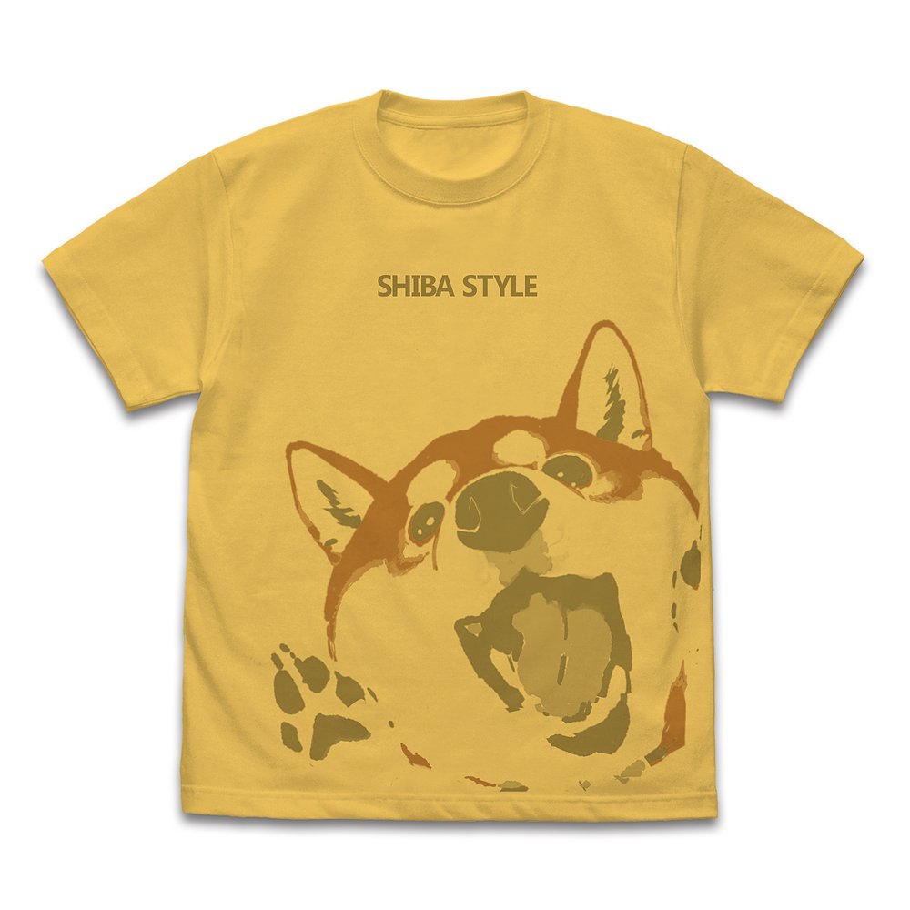 世界の終わりに柴犬と 石原雄先生デザイン ハルさん突撃 Tシャツ/BANANA-S - 公式商品画像 | AniSmile