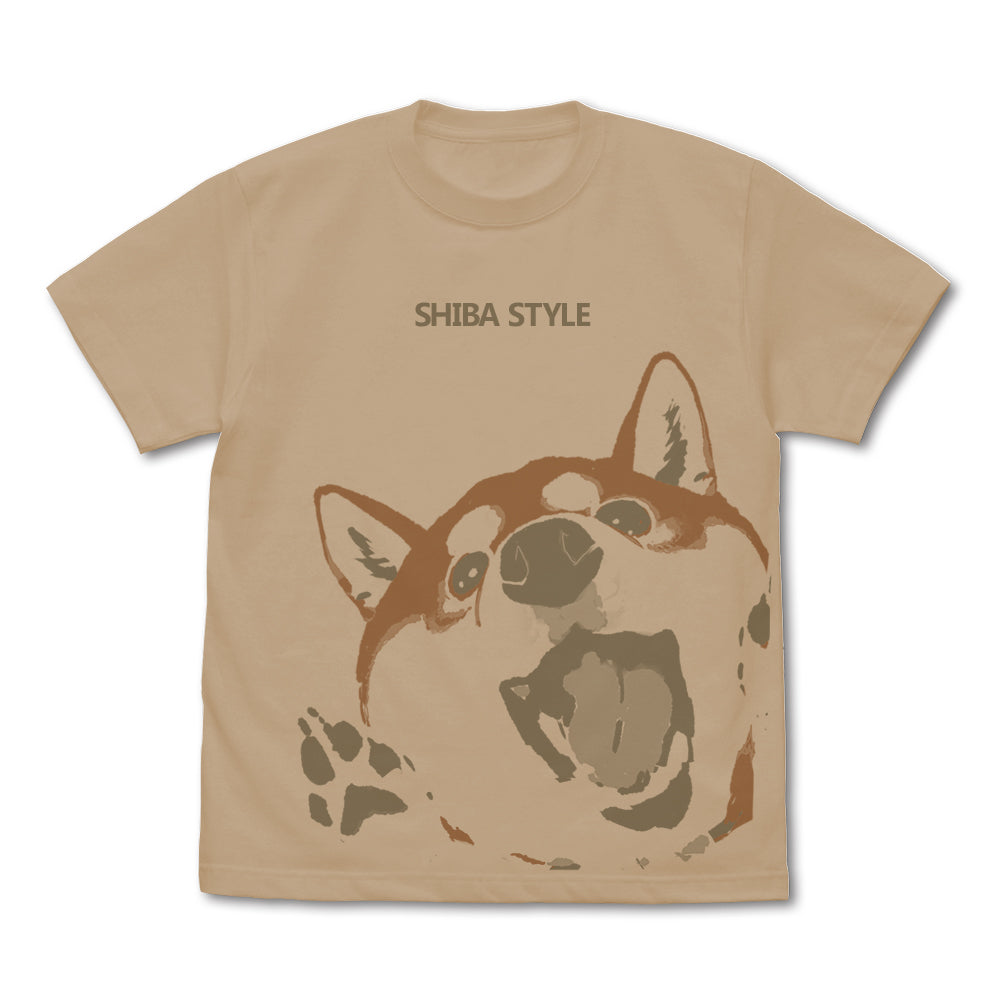 世界の終わりに柴犬と 石原雄先生デザイン ハルさん突撃 Tシャツ/LIGHT BEIGE-S - 公式商品画像 | AniSmile