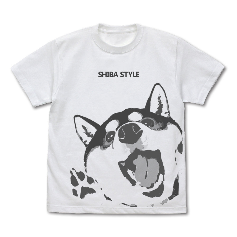 世界の終わりに柴犬と 石原雄先生デザイン ハルさん突撃 Tシャツ 黒柴ver./WHITE-S - 公式商品画像 | AniSmile