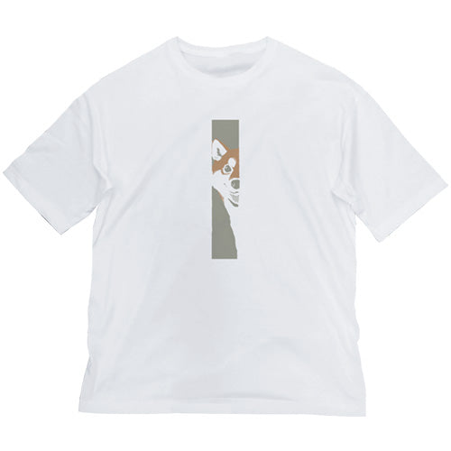 世界の終わりに柴犬と 石原雄先生デザイン ハルさんチラリ ビッグシルエットTシャツ/WHITE-L - 公式商品画像 | AniSmile