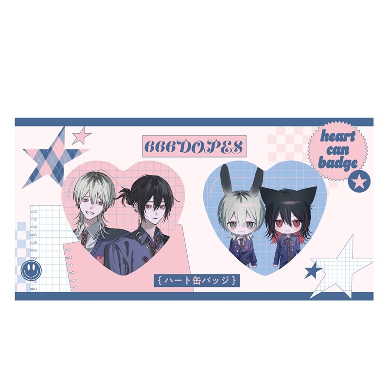 ハート缶バッジセット PINK/NAVY TRAD. CLUB ver. 666DOPES - 公式商品画像 | AniSmile