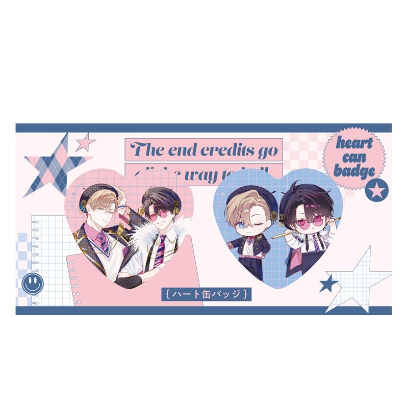ハート缶バッジセット PINK/NAVY TRAD. CLUB ver. エンドロールは地獄まで - 公式商品画像 | AniSmile