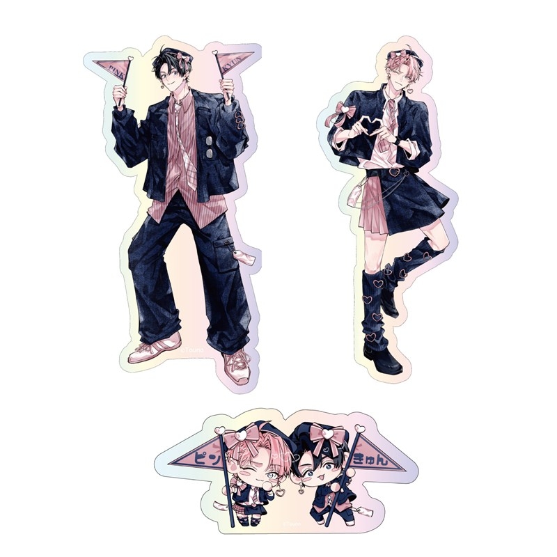 オーロラステッカーセット PINK/NAVY TRAD. CLUB ver. ピンクにきゅんしていいですか - 公式商品画像 | AniSmile