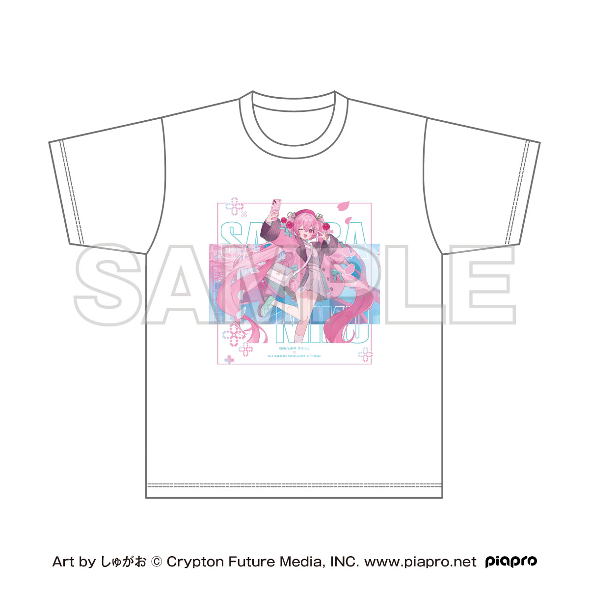 桜ミク×Shibuya Sakura Stage フルカラーTシャツ Art by しゅがお 画像 2 | AniSmile