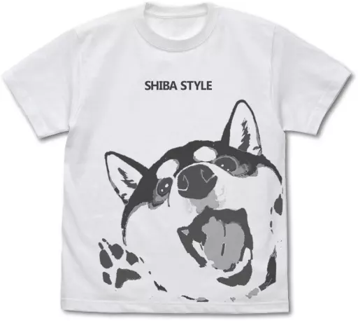 世界の終わりに柴犬と 石原雄先生デザイン ハルさん突撃 Tシャツ 黒柴ver./WHITE-L - 公式商品画像 | AniSmile