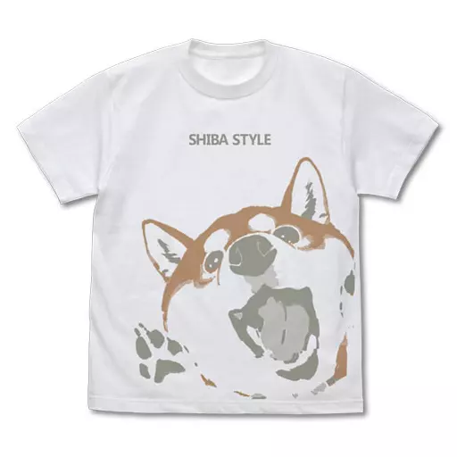 世界の終わりに柴犬と 石原雄先生デザイン ハルさん突撃 Tシャツ/WHITE-L - 公式商品画像 | AniSmile