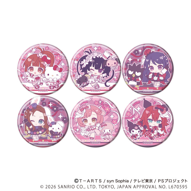 缶バッジ「プリティーシリーズ×サンリオキャラクターズ」03/BOX1 ブラインド(全6種) ミニキャラデザイン(コラボイラスト) - 公式商品画像 | AniSmile